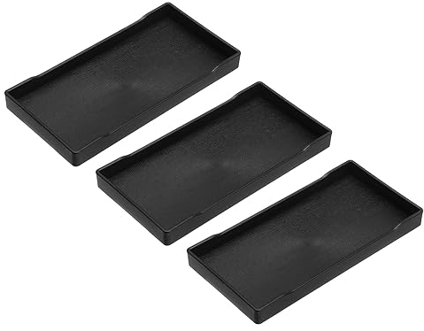 uxcell 3Pcs Serving Tray Small Black Mini Tray 4 x 8 Plastic Rectangular Wooden Serving Trays Decorative Ottoman Platter for Breakfast Kitchen Bathroom