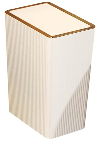 kowaku Cubo de Basura con Tapas, cesto de Basura de Cocina, Cubo de Basura Estrecho, Cubo de Basura nórdico para Garaje, 15L Blanco