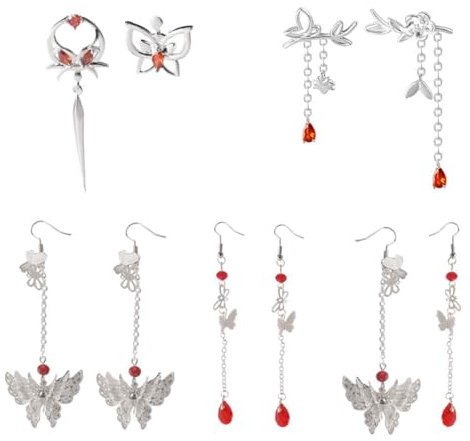 MayDee 5 Paar Heaven Official's Blessing Ohrringe Xielian Huacheng Cosplay Accessories Unregelmäßige Quasten Ohrringe Couple Ohrstecker
