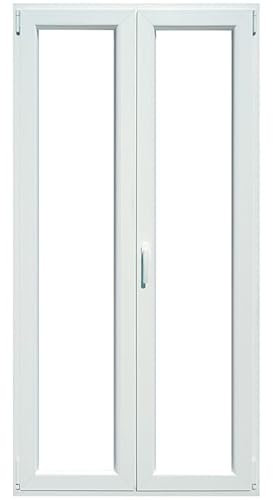 Finestra in PVC Bianco 120X210 cm Design Moderno con Doppio Vetro Camera da 24mm Infissi Serramenti in PVC 5 Camere e Vetri Antinfortunistici F120x210