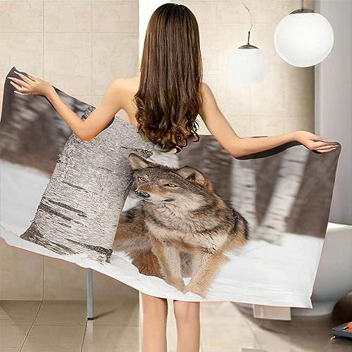 Microfaser Strandtuch Schneetier Wolf XXL 200 X 200 cm - Schnelltrocknend Sandfrei Strandhandtuch Badetuch Groß Microfaser Handtücher Für Strand,Fitnessstudio,Yoga,Reise,Camping Und Wandern -3X3Q