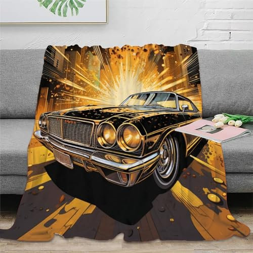 Strunt Muscle Car Oldtimer Decke, Superweiche Fleece-Überwurfdecken Für Wohnzimmer, Bettwäsche, Sofa, Schlafzimmer, Kinder, Erwachsene, Ganze Jahreszeit 50x60inch(127x152cm)