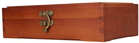 Yctze Wooden Pencil Case, Antique Solid Wood Sketching Pencil Box, Square Children's Stationery Storage Case - Craft Wooden Box with Lid for Pens, Art Box