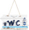 Cartello Wc Legno Artigianale Mediterraneo Con Stile Faro Decorazione Da Parete Per Bagno Color Arte Legno Fatta Mano
