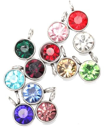 SHINEOFI 72 Stk Geburtsstein Geburtsstein DIY Kettenanhänger edelstein schmucksteine jewel e ​​Anhänger hängender Anhänger Rostfreier Stahl Zubehör Perlenanhänger