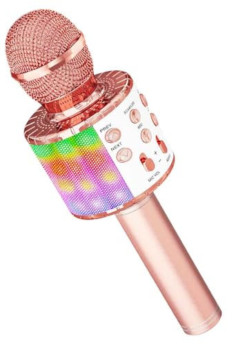 GC GLOBALCOMMERCE Microfono colorato Bluetooth Portatile per Karaoke Multifunzione Senza Filo Wireless con Altoparlante Cassa Integrata e Luci LED