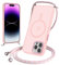 Yoedge Magnetische Handyband für iPhone 11 Pro Max 6,5 Hülle mit Band, Handyhülle Kompatibel mit MagSafe, Matt Transluzente PC + TPU Stoßfest Schutzhülle mit Abnehmbar Kordel zum Umhängen Case, Rosa