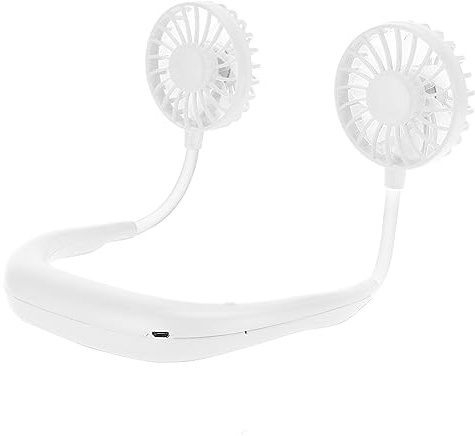 Dpofirs Tragbarer Nackenventilator, Wiederaufladbarer Persönlicher Ventilator, 3-Gang-verstellbarer Wiederaufladbarer -Ventilator, Freihändiger Ventilator für Gaming-Sportarten (Weiß)