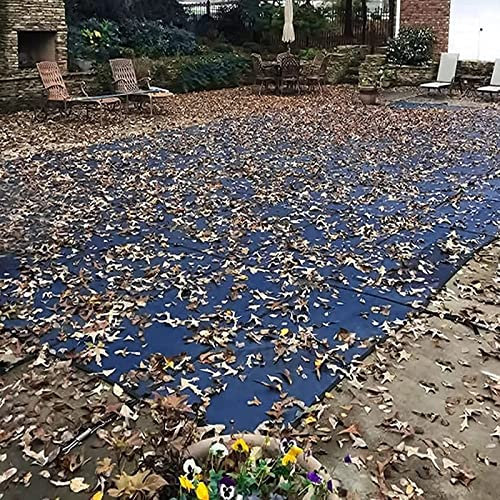 Bâche de sécurité pour Piscine creusée, Couverture de Feuille pour Piscine d'hiver, Convient à 8x24, 10x32, 12x24, 16x32, 18x33, 20x32, Bleu, avec Marche d'extrémité Centrale et kit d'installation e