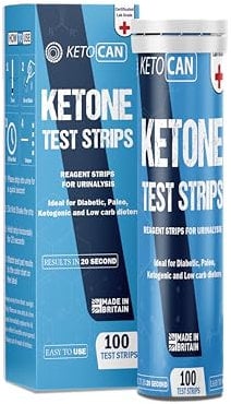 Keto CAN Ketone Test Strips, 100 Test Strips, Made in UK, Aluminium Tube, IVD Certified Lab Grade, Reagent Strips for Urinalysis