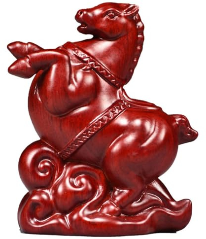 DIANXI Desktop-Figuren Massivholz Tang Pferd Ornament Rot Holz Geschnitzt Pferd Handwerk Chinesischen Wohnzimmer Dekoration Home Decor Statuen(11.81in)