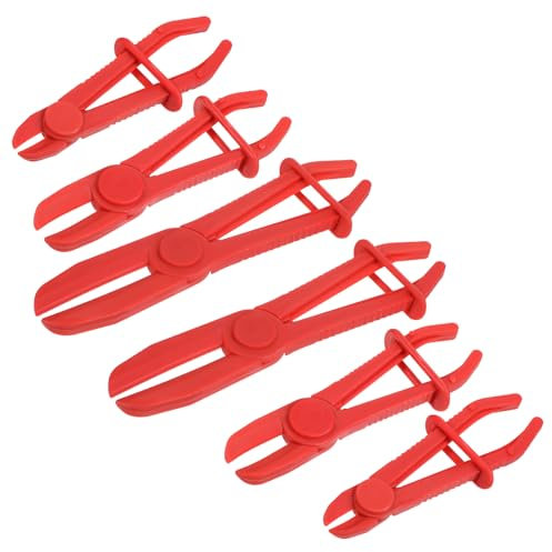 Schlauch-Abklemmzangen-Satz, Schlauchklemmen Zangen Set, Schlauch Klemmzange zum Abklemmen von Kühlschläuchen, Bremsschläuche, Kraftstoffschläuche, 6-teilig in 3 Größen