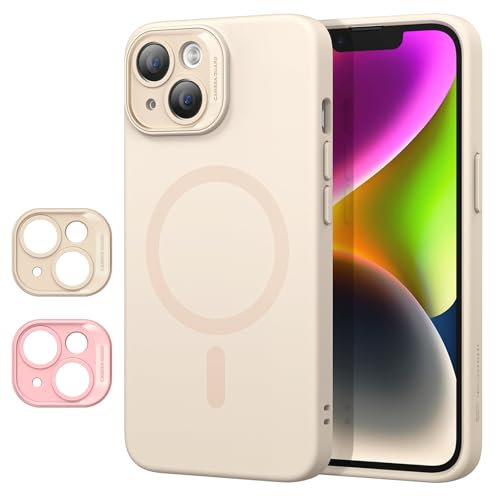 ESR for iPhone 14 Case with MagSafe, Supports Magnetic Charging, Slim Liquid Silicone Case, Shock Absorbing, Screen and Camera Protection, Cloud Series, Light Tan
