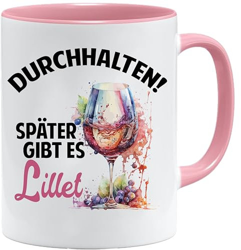 Seness Durchhalten später gibt es Lillet Tasse | Aperol Geschenk Prosecco Sekt | Wild Berry Gin | Hugo Spritz Wein | Abschiedsgeschenk Kollegen | Abschied Kollegin (Lillet)