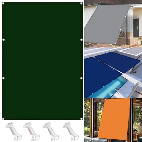 Voile d'ombrage Imperméable Rectangulaire 1 x 4 m Imperméable Couvert Végétal Auvent UV Protection PES avec Cordons pour Extérieur Jardin Terrass Balcon, Vert Foncé
