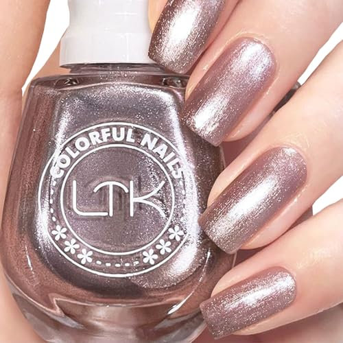 Rose Gold Nail Polish, Glitter Nail Polish, Glitter Nail Varnish, Pearl Quick Dry Nail polish No UV Lamp Curing, Long Lasting, Chip Resistant, Non-Toxic, Salon Manicure & At Home Manicure (28#)