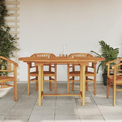 Sufrk Gartentisch Terrassentisch Wetterfest Lounge Tisch Outdoor BalkonhäNgetisch Ausziehbar 110-160x80x75 cm Massivholz Teak