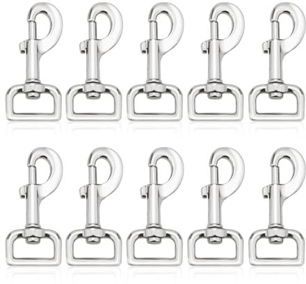 10 Stück Schnappkarabiner, Karabinerhaken mit Drehgelenk für Hundeleine, Karabiner mit Drehgelenk, Edelstahl Karabiner Wirbelkarabiner, Swivel Karabinerhaken, für Hundehalsband, Schlüsselanhänger