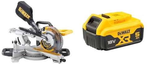 DEWALT DCS365N-XJ XR 184 mm Mitre Saw with XPS-Bare Unit, 590 W, 18 V, Yellow + DEWALT Battery