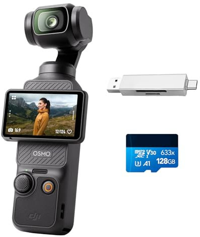 DJI Osmo Pocket 3 Bundle, vlog Kamera 4K mit 1-Zoll-CMOS und 4K/120 fps Video, 3-Achsen-Stabilisierung, digital Kamera, schnelles Scharfstellen, inkl. Mikrofon für klaren Ton, YouTube