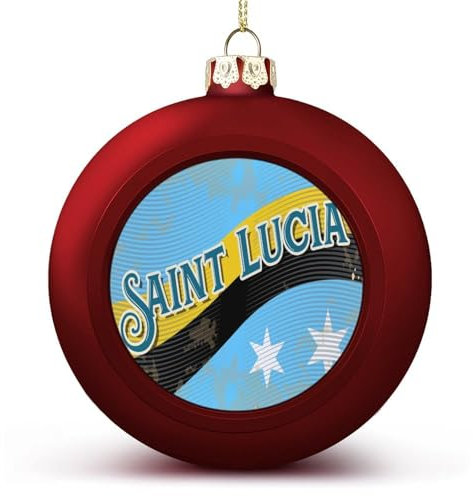 St. Lucia Flagge, Weihnachtskugeln, Ornamente, St. Lucia, Weihnachtsdekoration, Baumkugeln für Urlaub, Hochzeit, Party, Dekoration, Weihnachtsdekoration, hängende Kugeln, Baumschmuck