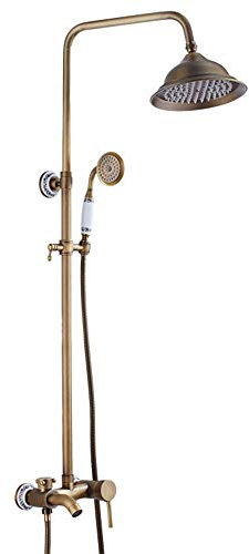 Faucet Duschsystem aus geriebenem Bronze, 20,3 cm runder Regenduschkopf aus Messing mit Handbrause und Duscharmatur, Bthroomshower. Faucet