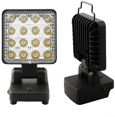 Kabellose LED-Arbeitsleuchte Taschenlampe für Worx WA3593 WA3595 WA3401 20 V Akku 1500LM 3 Modi 90° biegbarer Kopf 330° drehbarer Haken zum Aufhängen Schwarz