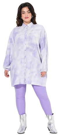 Angel of Style Damen große Größen Übergrößen Plus Size Musselin-Hemdbluse, Batikmuster fliederviolett 54 831281813-54
