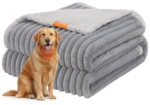 Feandrea Hundedecke, wasserdichte Decke, XXL, 203 x 152 cm, für große, extra große Hunde, beidseitig verwendbar, Hundesofa waschbar, Taubengrau-hellgrau PPB038G01