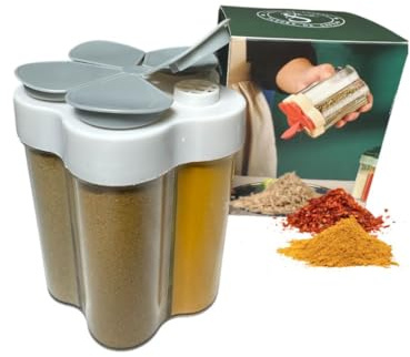 Fleurs de Safran® BOX épices GAIN de place 5 en 1-Curcuma,Cumin,Ras el Hanout, Gingembre,Sel- Pour Barbecue, Tagines, couscous, Grillades- Légumes- 100% Naturel, VEGAN, HALAL.
