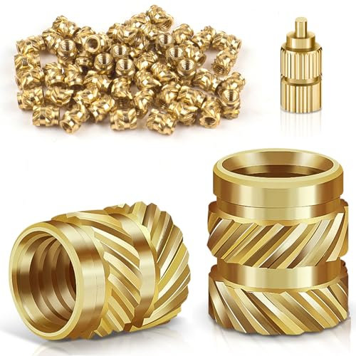 Bolatus - 50 inserti filettati M2, dadi monofusione in ottone con saldatore, filettatura zigrinata per parti in plastica, inserti filettati per stampanti 3D