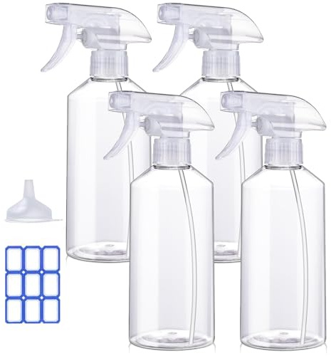 JohnBee Spray Bottles -4Pack, 16.9oz - No Leak & Clog - Premium Adjustable Mister Spray Bottle for Hair, Plants, Pet, Vinegar, Rubbing Alcohol, Cleaning, Barbers, Salons