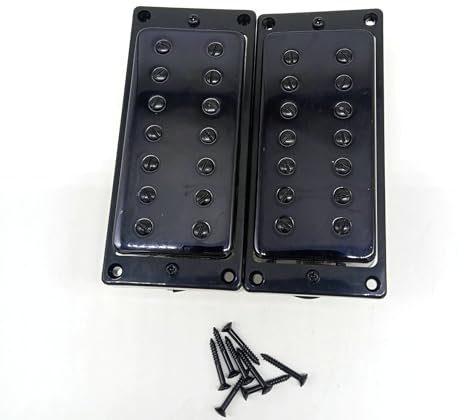 Pastillas Humbucker profesionales de 7 cuerdas, doble carcasa de cobre, color negro, para guitarra eléctrica (juego de 2) con 8 tornillos de montaje