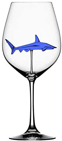 Geardeangloow 300 ml transparente Hai-Weingläser für Weihnachten, Geburtstag, Blau