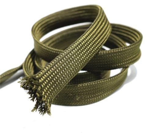 Manguito trenzado de algodón verde de 20 metros: solución flexible y duradera for la gestión de cables de alimentación y audio.(20mm)