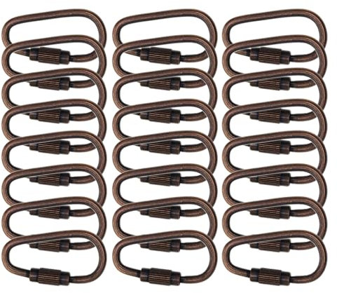 QUXVUIS Pack of 24 Metal D Ring Locking Carabiner Keychain Mini Hooks Spring Lock Climbing Clips Keyring Accessories Gifts, Copper