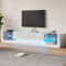 LINKHOO Meuble TV Brillant, avec éclairage LED, façade en Verre, Deux tiroirs rabattables, Charge maximale 50 kg, 181 * 38 * 38 cm, Blanc