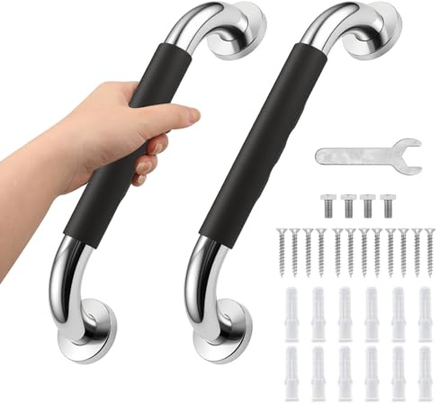 2 Pack Grab Bar Rail 16Inch Anti-Slip Bathroom Shower Grab Bars Stainless Steel Safety Handicap Handle for Seniors Elderly Wall Bath Bathtub Toilet Rail