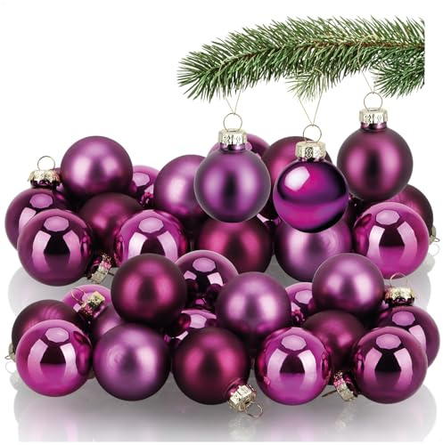 COM-FOUR® 40x Mini-Christbaumkugeln aus Glas, kleine Weihnachtskugeln | Baumschmuck für den Weihnachtsbaum - Ø 3 cm