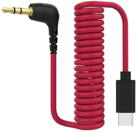 USB-Typ-C-zu-3,5-mm-TRS-Mikrofonadapterkabel, kompatibel mit Rode Wireless GO 2 / ME / Pro, Hollyland Lark M1 / M2 / MAX / 150 / M1 / MAX Duo Spiralkabel DAC-Audiokabel für Android und iPhone 15/16