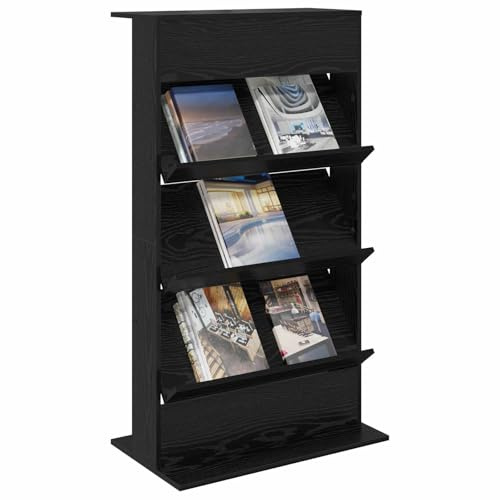 vidaXL Magazinregal Schwarz Eichen-Optik 70 x 41 x 126 cm