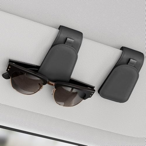 MOSILA Sonnenbrillenhalter für die Sonnenblende im Auto (2er-Pack), magnetischer Sonnenbrillen-Organizer aus Wildlederstoff für Autozubehör