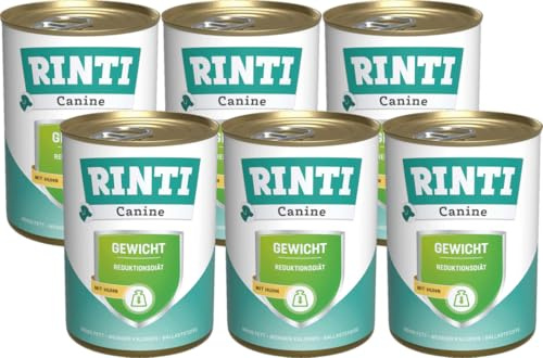 arelf Bundle RINTI Canine Gewicht Huhn 6x400g + Alpha Spirit Snack | Kalorienreduziert | nur 2,5 % Fett | ballaststoffreich | mit L-Carnitin