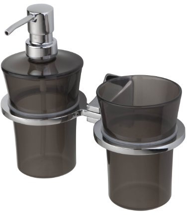 Haceka Art Déco 1143611 Seifenspender und Zahnbürsten-Halterung, Stahl