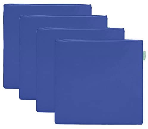 Chaise de jardin Seat Pad/Coussin Bleu en lot de 4, s'adapte en toute sécurité avec cordes de serrage sur le dos. Idéal pour l'intérieur et l'extérieur, Matériau de qualité résistant à l'eau.