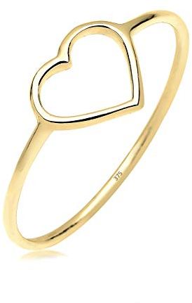 Elli PREMIUM Ring Damen Herz Geo Minimal in 375 Gelbgold