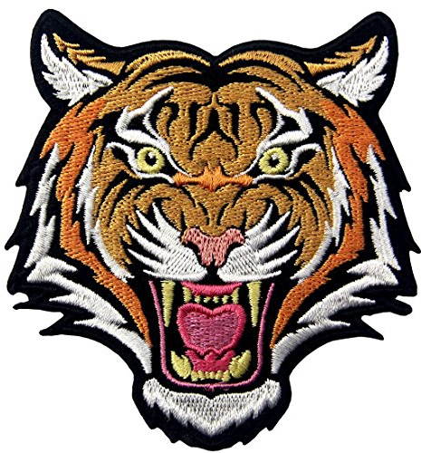 Der Brüllende Bengal Gestreifte Tiger Stickte Abzeichen Eisen Auf Nähen Sie Auf Flecken