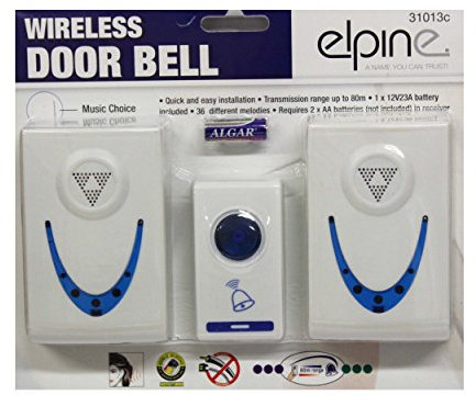 Twin Set 36 Melodies Chimes Wireless Cordless Double Door Bell 80m Range No Plug