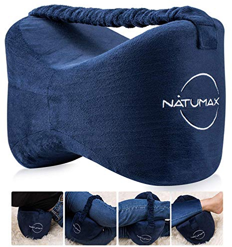 NATUMAX Knee Pillow for Side Sleepers - Relief from Sciatica Pain, Back/Leg Pain, Pregnancy, Hip and Joint Pain Memory Foam Leg Pillow + Free Sleep Mask and Ear Plugs