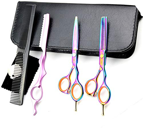 WYGC Scissors Ciseaux Coiffure,Ciseaux de Coiffeur Combinaison Set Kit Ciseaux Cheveux Coupe Nette et Précise pour Salon de Coiffure,Salon et Utilisation à la Maison COLORÉ